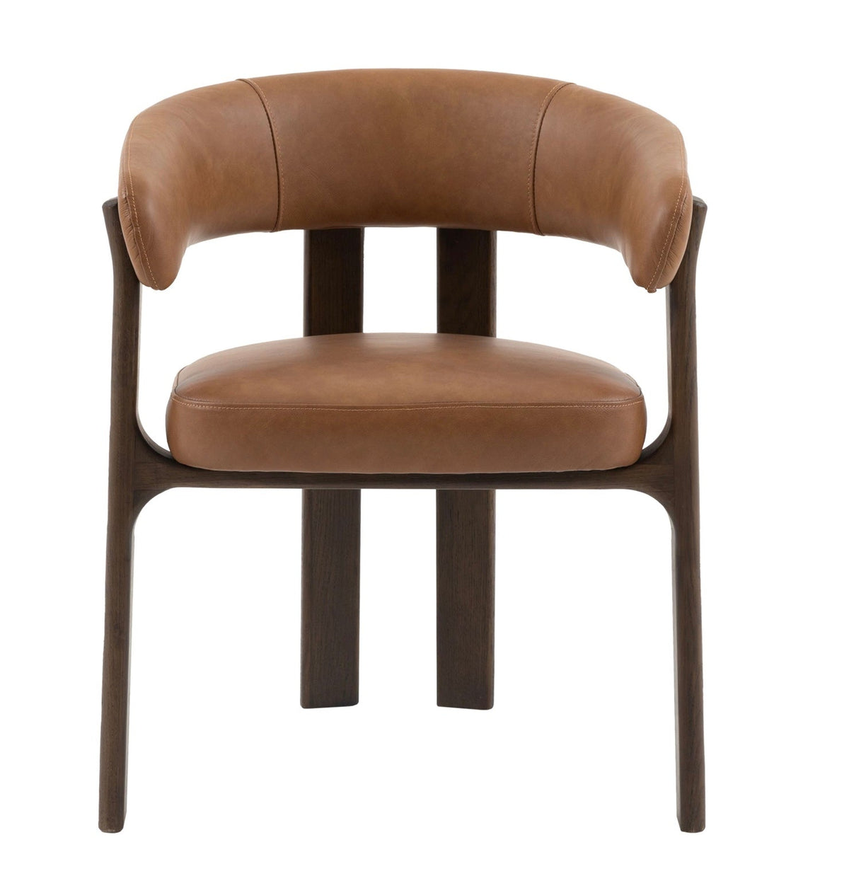 Brown leather onda dining chair with sleek modern design and dark wooden frame perfect for dining rooms