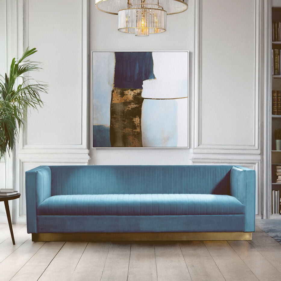 Opal 3 Seat Light Blue Sofa