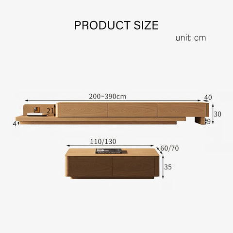 Opaline tv stand light wood finish modern minimalist console with three drawers and floating shelf on top