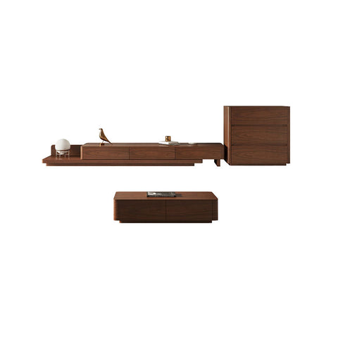 Modern minimalist wooden media console opaline tv stand with sleek dark brown finish and clean lines