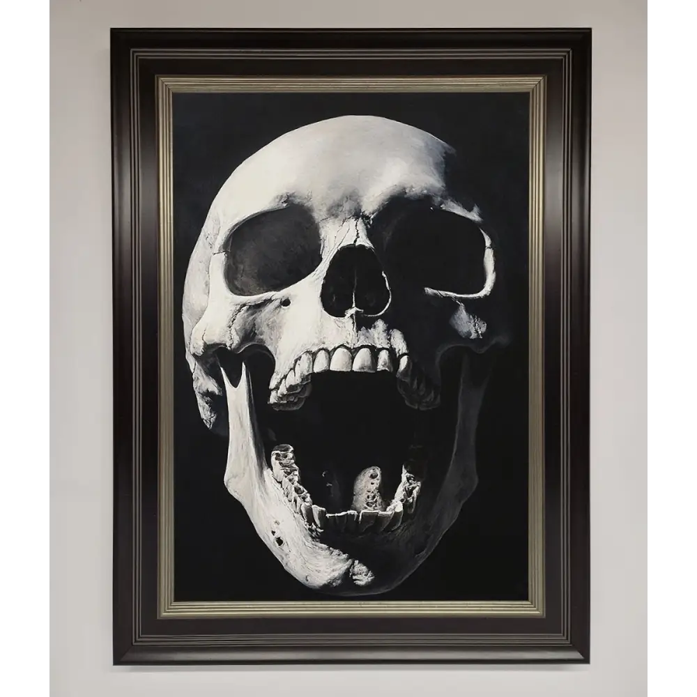 Open Mouth Skull Framed Poster - A3 (29.7 x 42 cm) / Black Silver - Framed Print