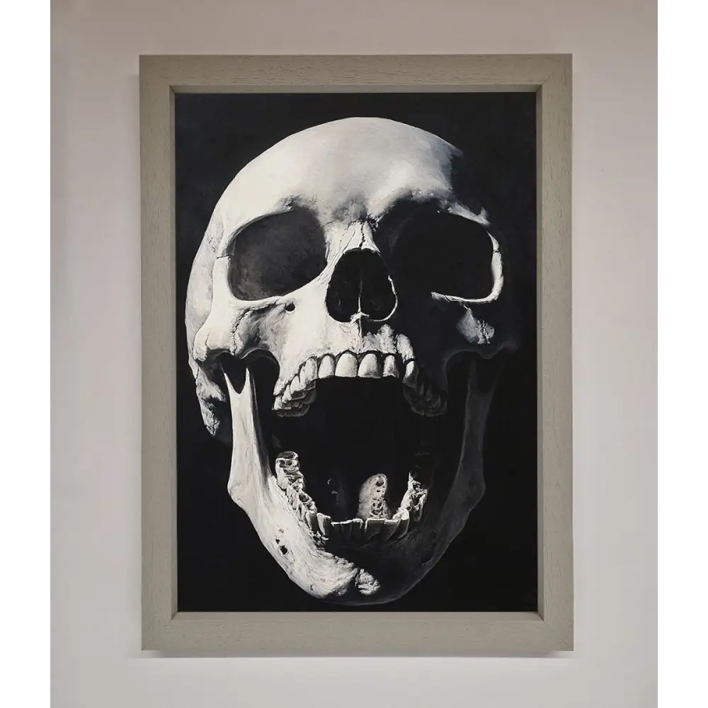 Open Mouth Skull Framed Poster - A3 (29.7 x 42 cm) / Grey - Framed Print