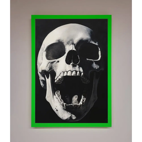 Open Mouth Skull Framed Poster - A3 (29.7 x 42 cm) / Neon Dark Green - Framed Print