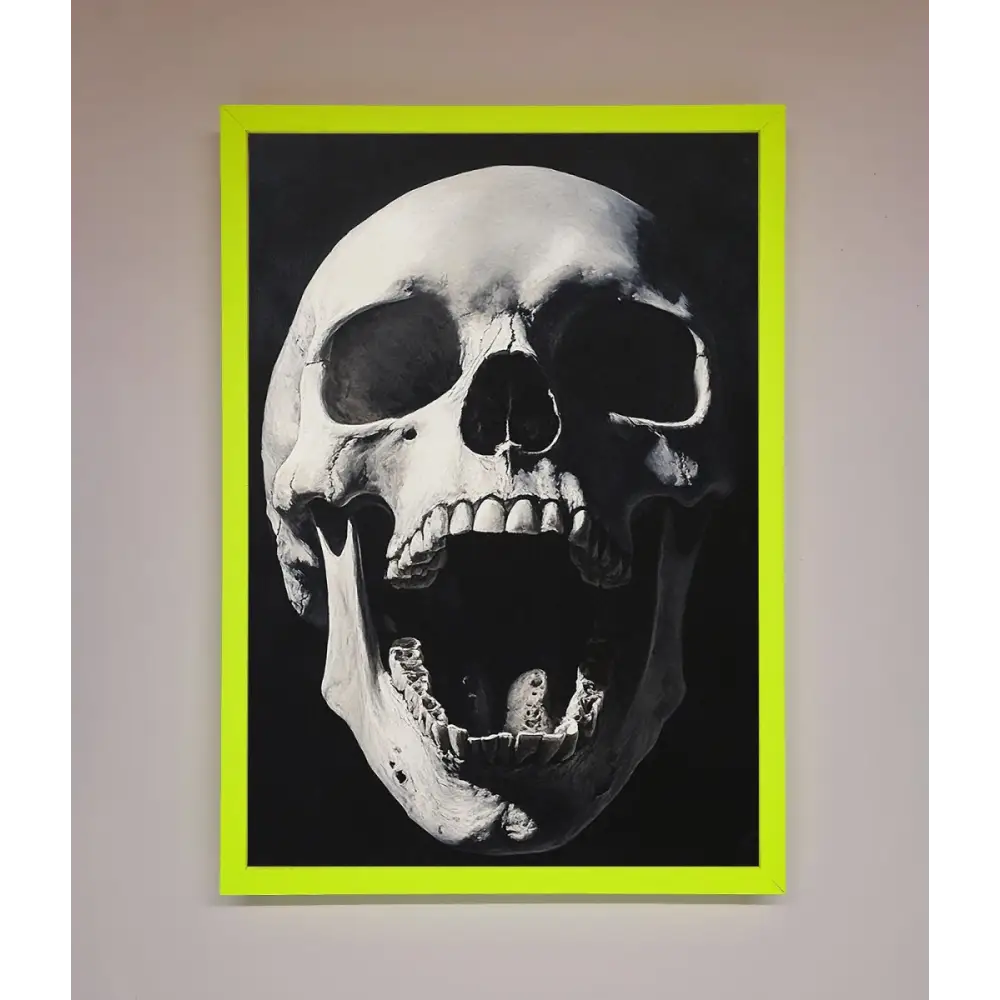 Open Mouth Skull Framed Poster - A3 (29.7 x 42 cm) / Neon Green - Framed Print