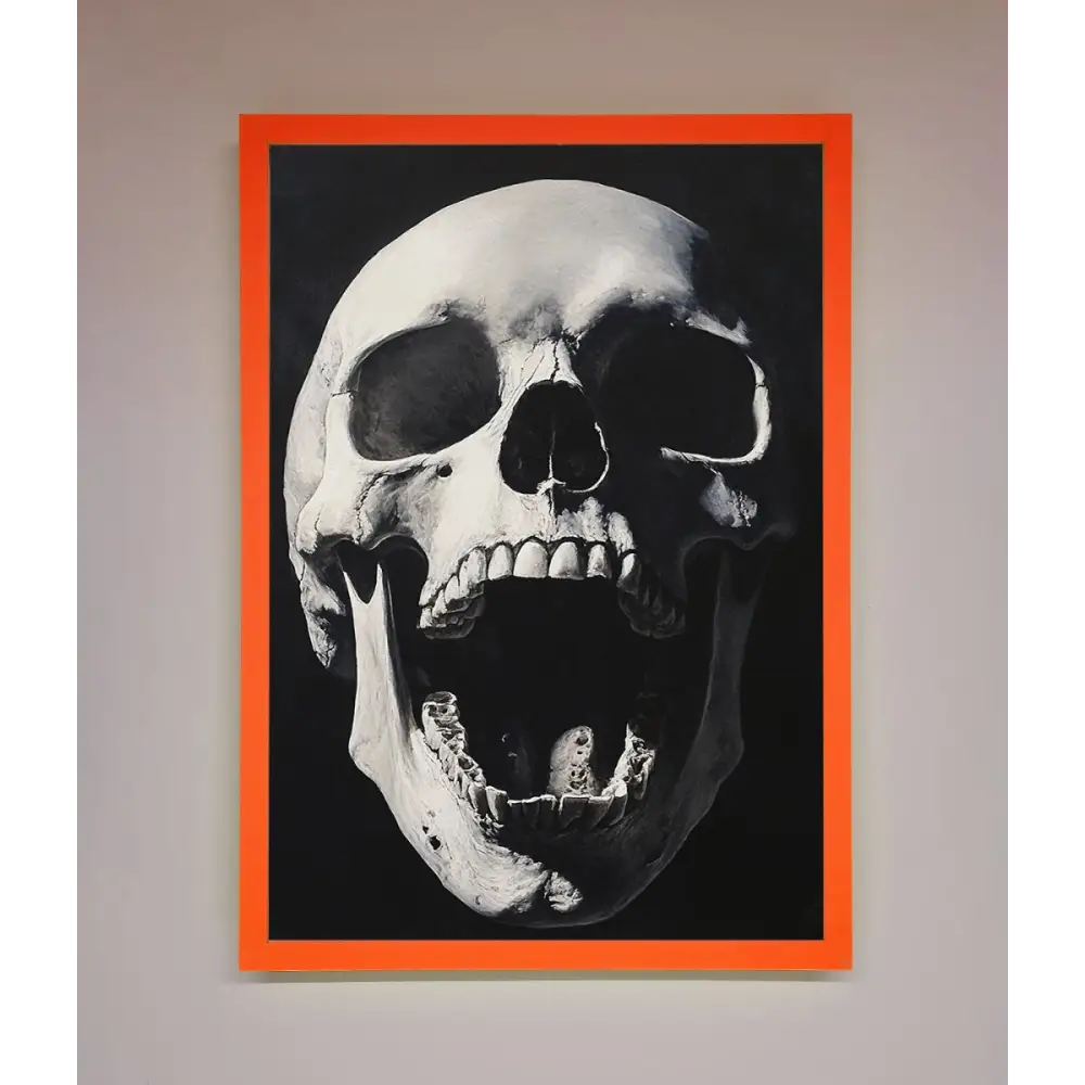 Open Mouth Skull Framed Poster - A3 (29.7 x 42 cm) / Neon Orange - Framed Print