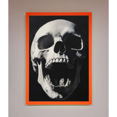 Open Mouth Skull Framed Poster - A3 (29.7 x 42 cm) / Neon Orange - Framed Print
