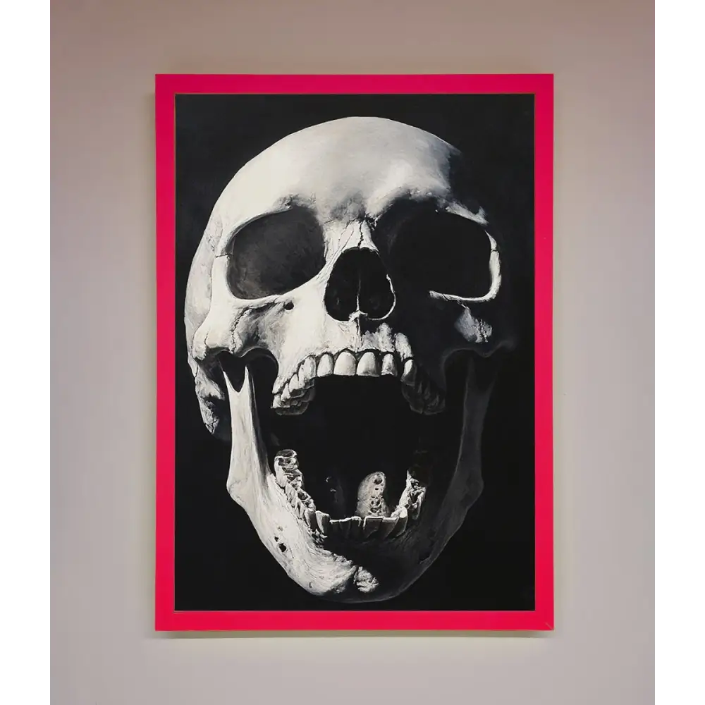 Open Mouth Skull Framed Poster - A3 (29.7 x 42 cm) / Neon Pink - Framed Print