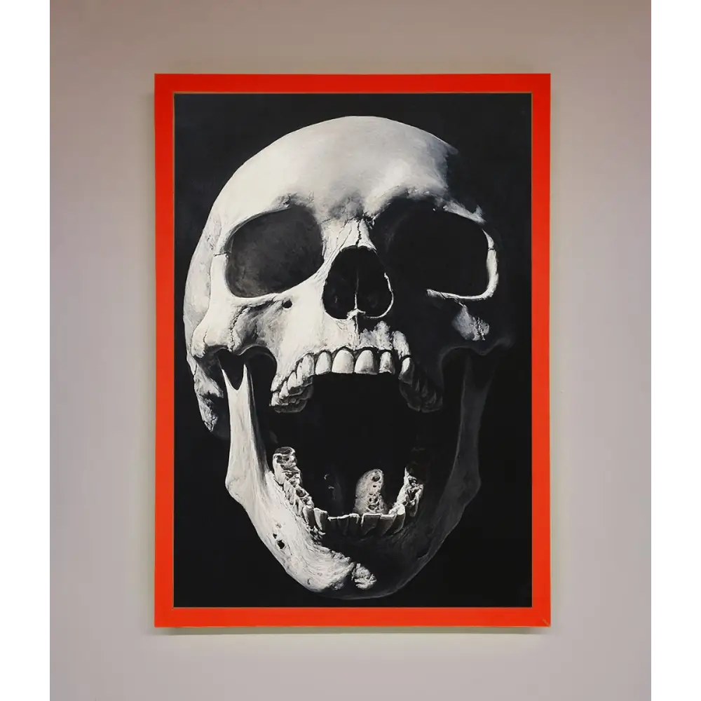 Open Mouth Skull Framed Poster - A3 (29.7 x 42 cm) / Neon Red - Framed Print
