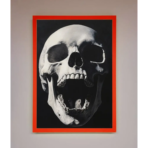 Open Mouth Skull Framed Poster - A3 (29.7 x 42 cm) / Neon Red - Framed Print