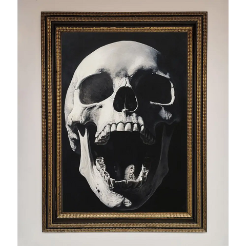 Open Mouth Skull Framed Poster - A3 (29.7 x 42 cm) / Ornate Gold Black - Framed Print