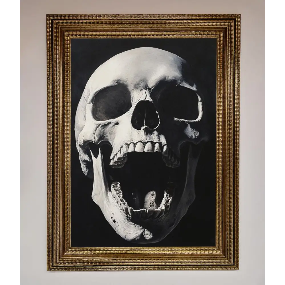 Open Mouth Skull Framed Poster - A3 (29.7 x 42 cm) / Ornate Gold - Framed Print
