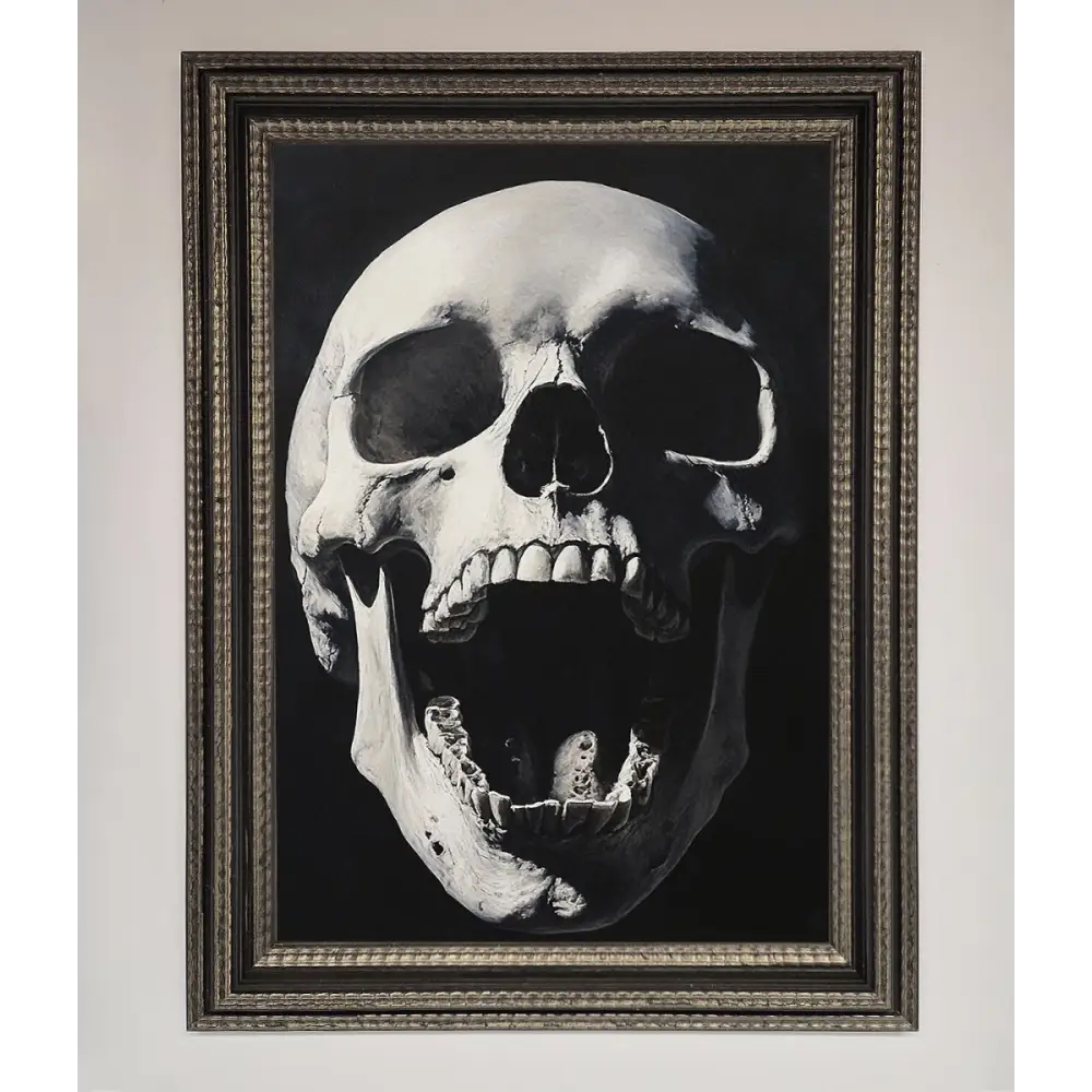 Open Mouth Skull Framed Poster - A3 (29.7 x 42 cm) / Ornate Silver Black - Framed Print