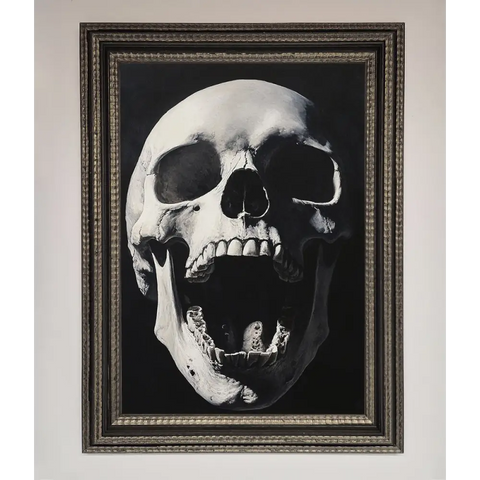 Open Mouth Skull Framed Poster - A3 (29.7 x 42 cm) / Ornate Silver Black - Framed Print
