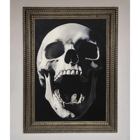 Open Mouth Skull Framed Poster - A3 (29.7 x 42 cm) / Ornate Silver - Framed Print