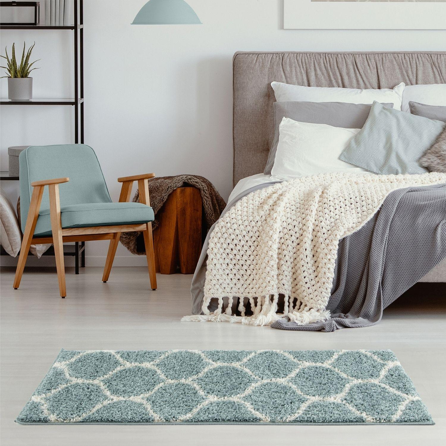 Moroccan Duck Egg Blue Shaggy Rug | 650