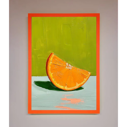 Orange Wedge Framed Print - A3 (29.7 x 42 cm) / Neon Orange - Framed Print
