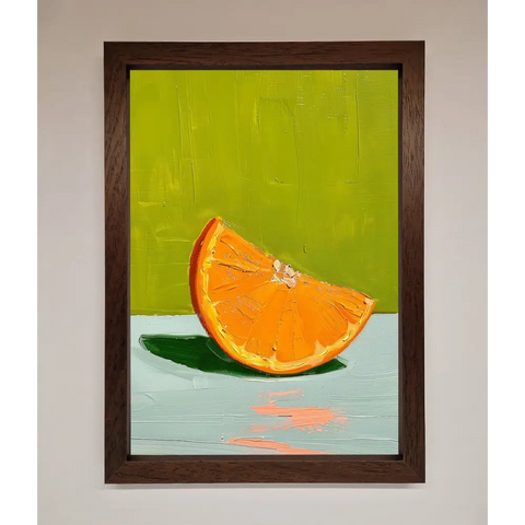 Orange Wedge Framed Print - A3 (29.7 x 42 cm) / Walnut - Framed Print