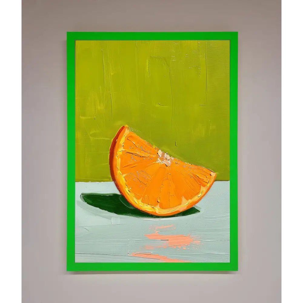 Orange Wedge Framed Print - B0 (100 x 141 cm) / Neon Dark Green - Framed Print