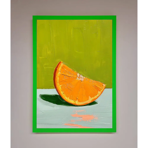 Orange Wedge Framed Print - B0 (100 x 141 cm) / Neon Dark Green - Framed Print