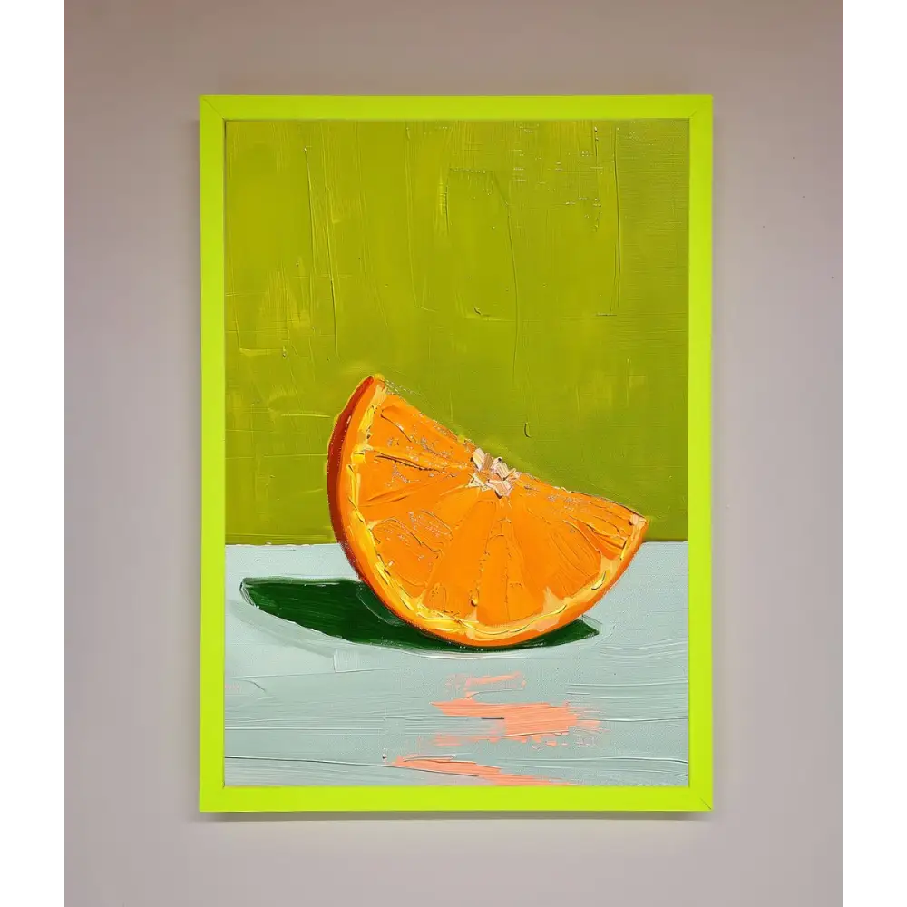 Orange Wedge Framed Print - B0 (100 x 141 cm) / Neon Green - Framed Print