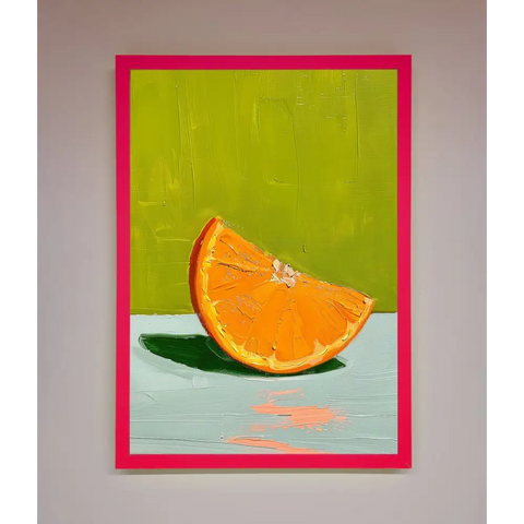 Orange Wedge Framed Print - B0 (100 x 141 cm) / Neon Pink - Framed Print