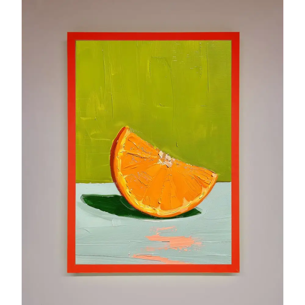 Orange Wedge Framed Print - B0 (100 x 141 cm) / Neon Red - Framed Print