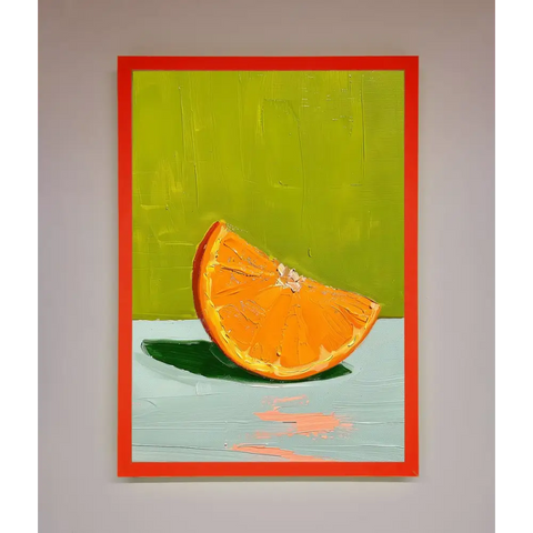 Orange Wedge Framed Print - B0 (100 x 141 cm) / Neon Red - Framed Print