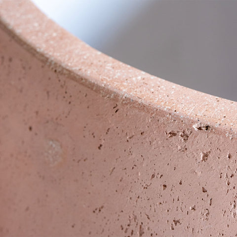 Matte pink terracotta orbello blushstone sphere planter with textured speckled surface perfect for small ferns plant pot