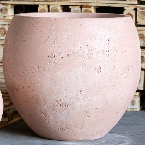 Rustic pink terracotta sphere planter with textured surface perfect small ferns plant pot orbello blushstone 3l