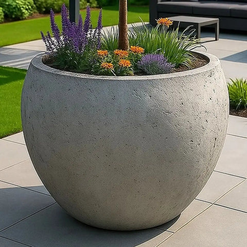 Orbello | Onyx Dusk – 110cm XXL Concrete Sphere Planter – 686L Round Plant Pot - Pots & Plants
