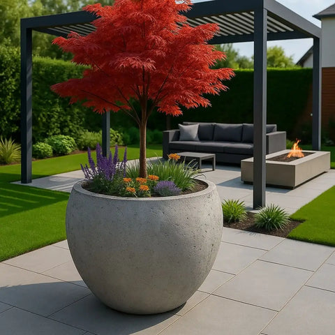 Orbello | Onyx Dusk – 110cm XXL Concrete Sphere Planter – 686L Round Plant Pot - Pots & Plants