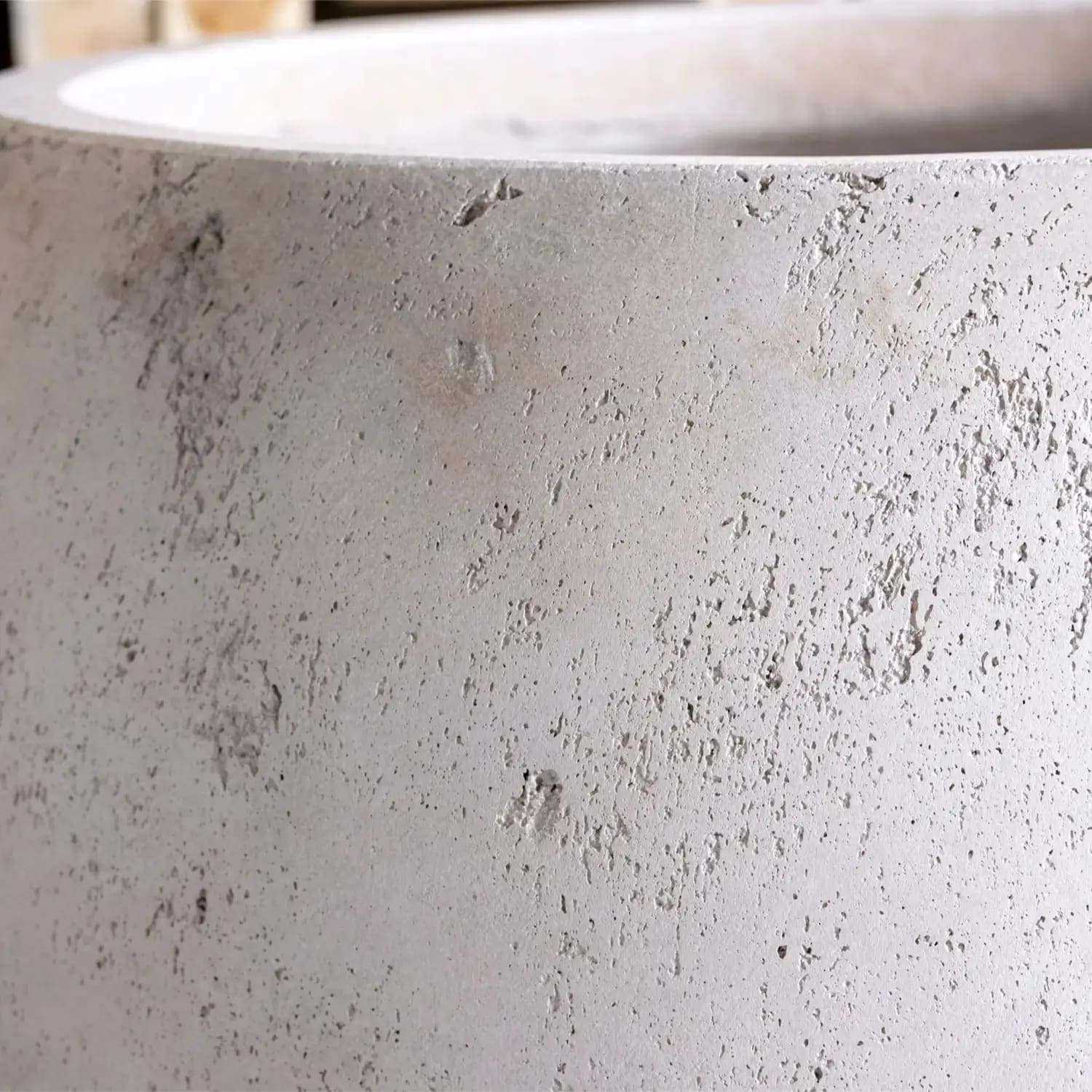 Orbello truffle 22cm light gray concrete sphere planter with a textured surface and smooth curved rim plant pot