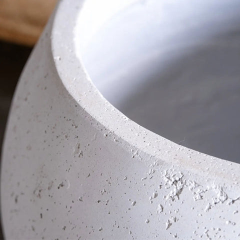 Orbello | White Mist – 35cm Medium Concrete Sphere Planter – 25L Round Plant Pot