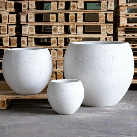 Orbello | White Mist –  22cm Concrete Sphere Planter – 3L Round Plant Pot