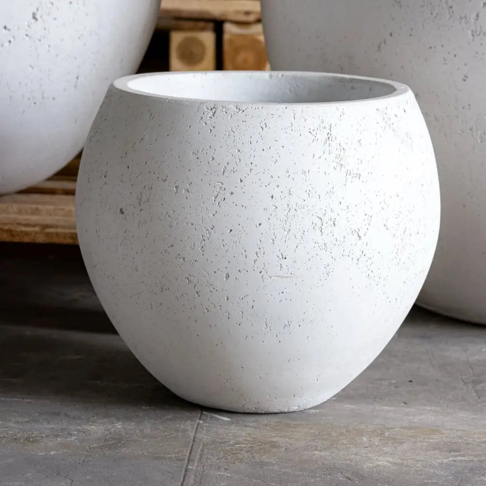 Orbello | White Mist – 70cm Extra Large Concrete Sphere Planter – 207L Round Plant Pot - Pots & Plants