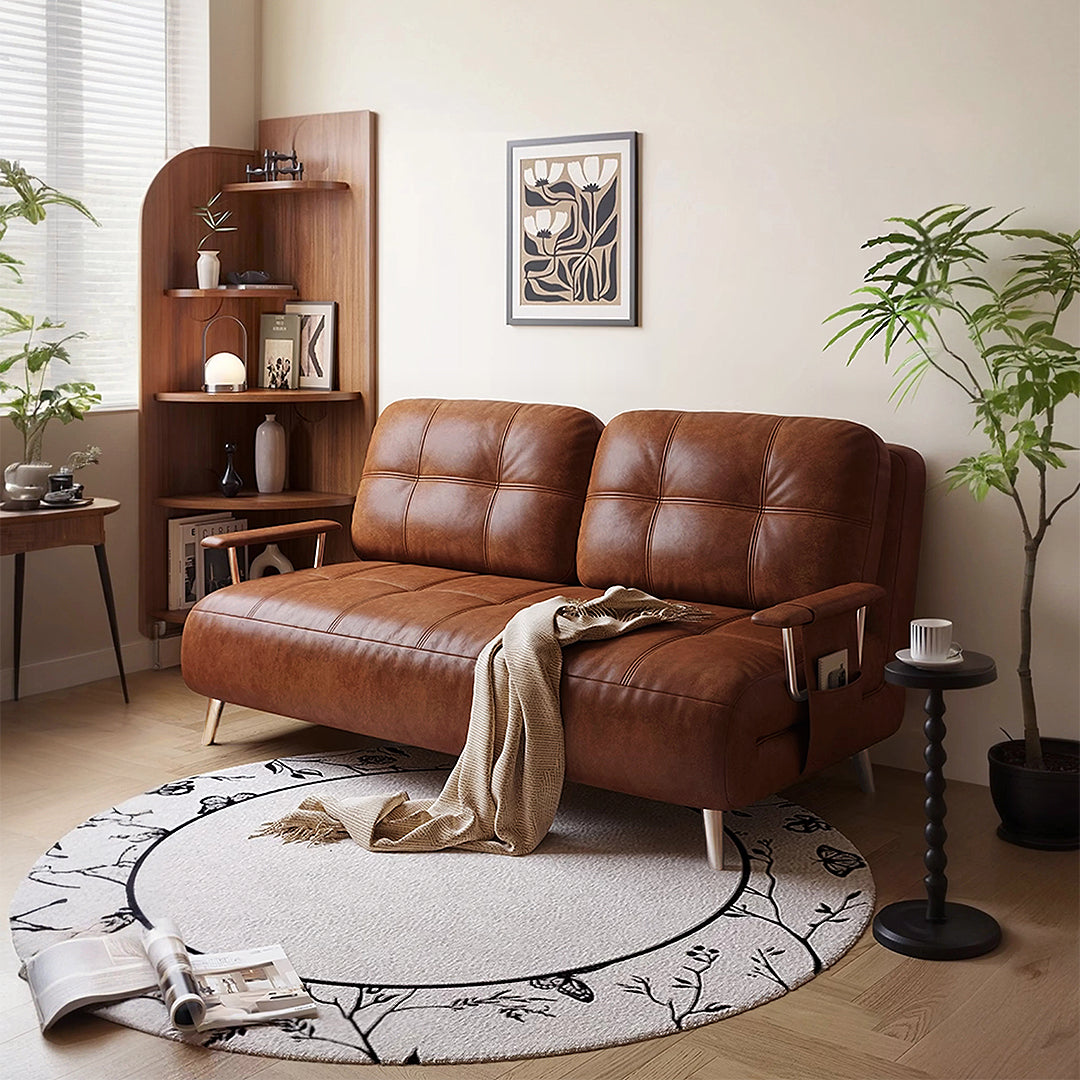 O'Reilly Single Seater Sofa Bed, Brown Leather