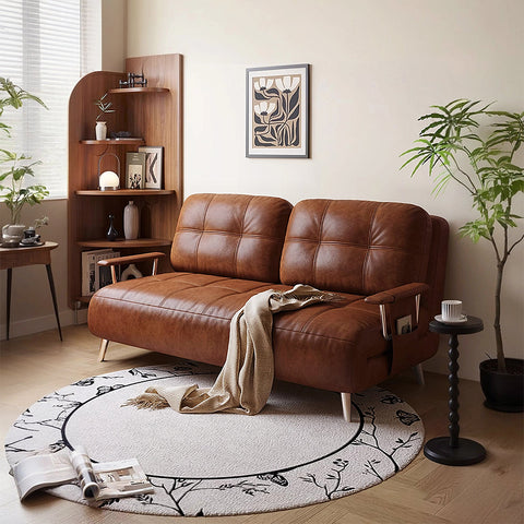 O'Reilly Single Seater Sofa Bed, Brown Leather