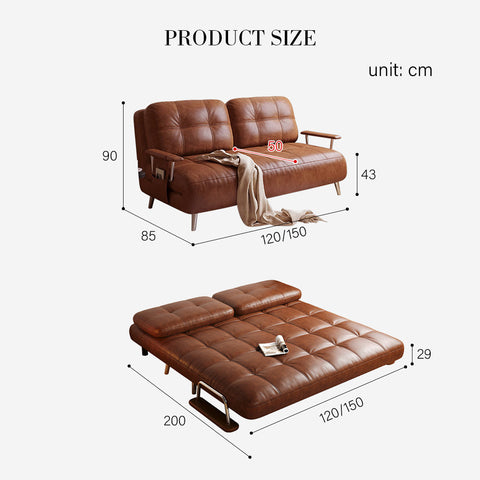 O'Reilly Single Seater Sofa Bed, Brown Leather