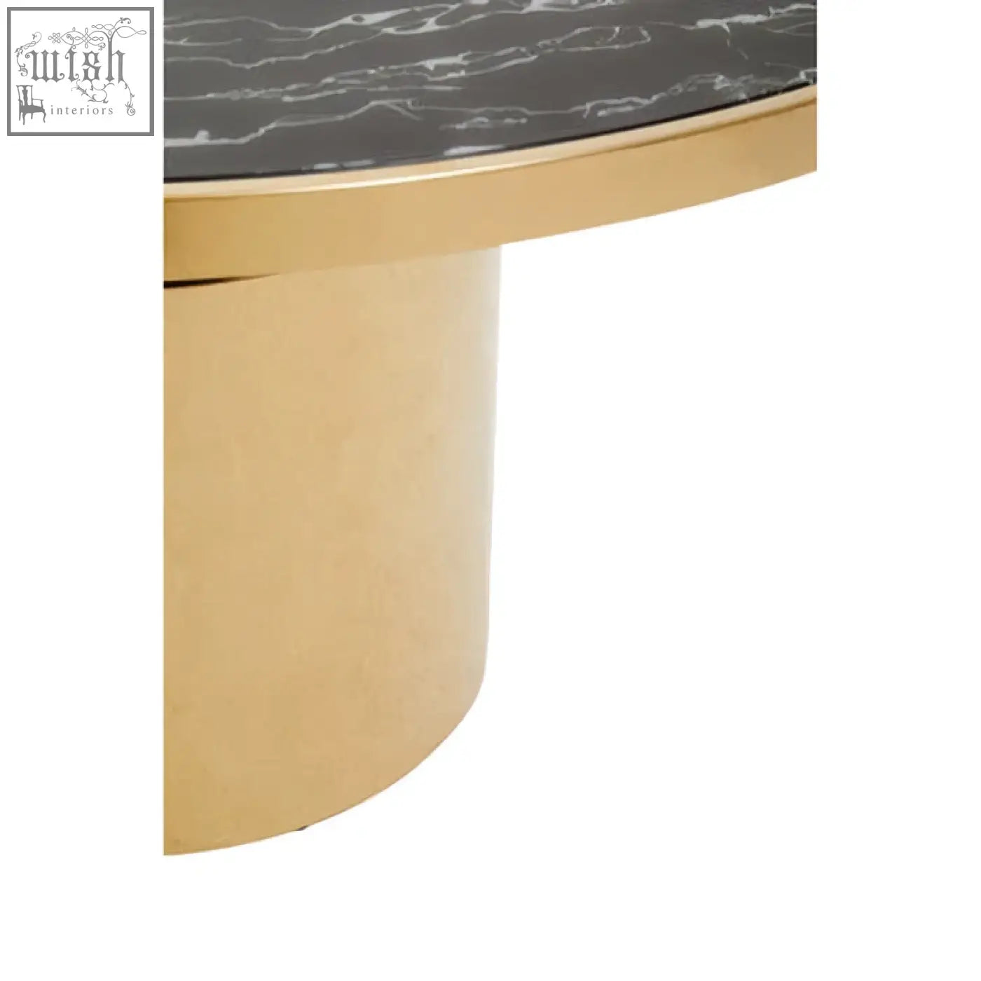 Oria black marble coffee table with black marble effect top and marble effect gold cylindrical base