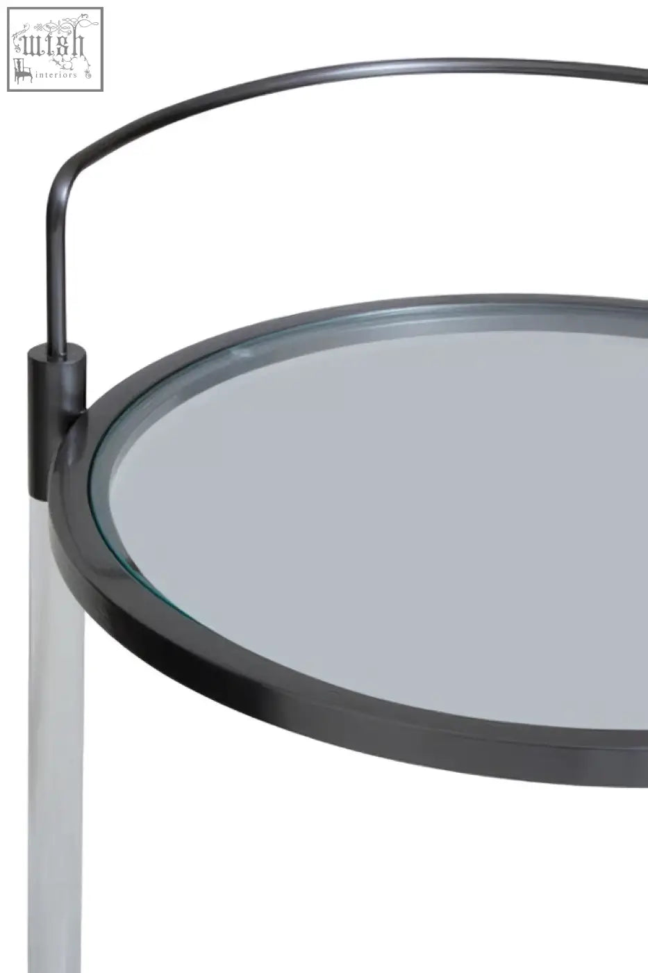 Black framed circular glass top modern tier drinks trolley perfect for stylish serving and storage