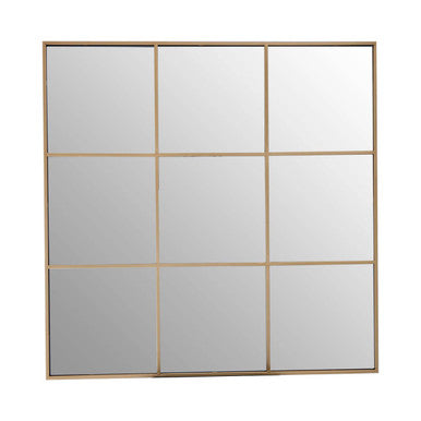 Oriel Grid Wall Mirror With Gold Finish Frame