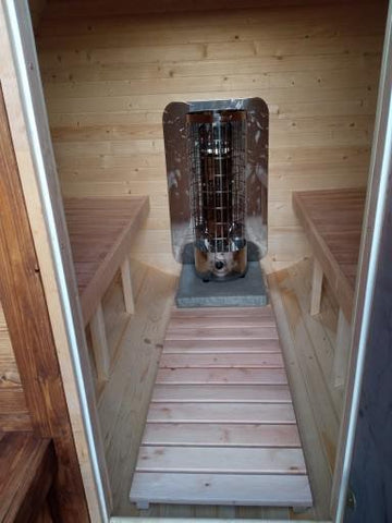 Steam & Oak Gas Barrel Sauna 2.4m with Porch (Electric or Wood-Fired)
