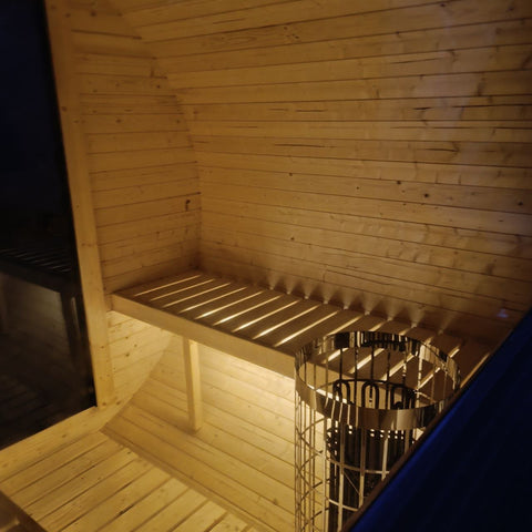 Steam & Oak Gas Barrel Sauna 2.4m with Porch (Electric or Wood-Fired)