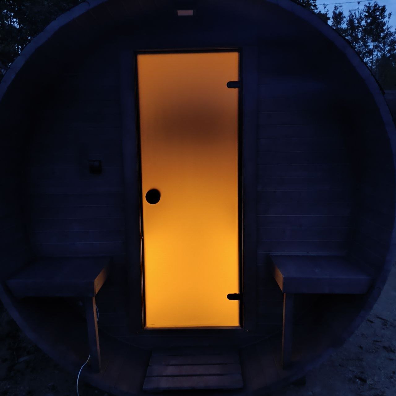Steam & Oak Gas Barrel Sauna 2.4m with Porch (Electric or Wood-Fired)