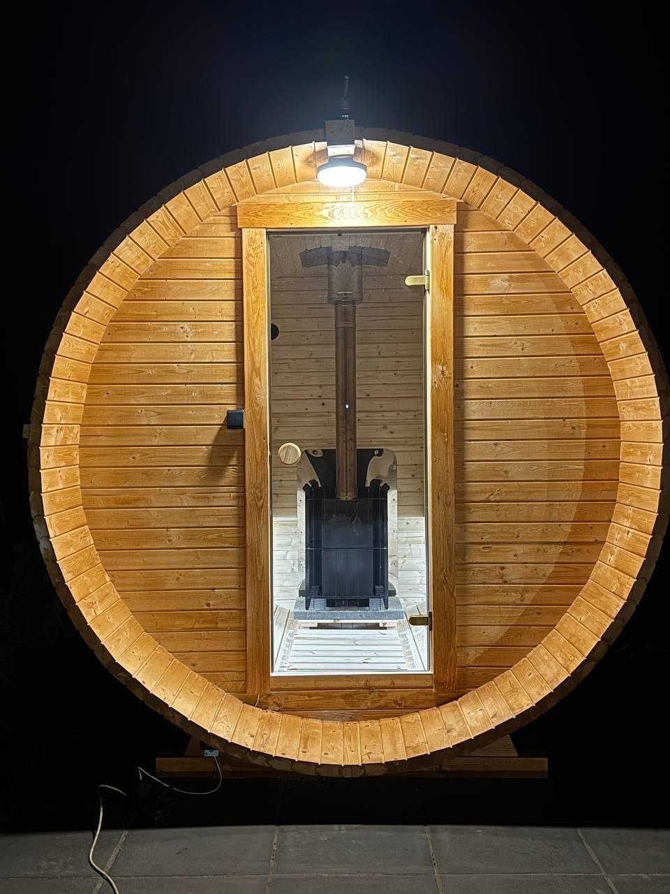 Steam & Oak Gas Barrel Sauna 2.4m with Porch (Electric or Wood-Fired)