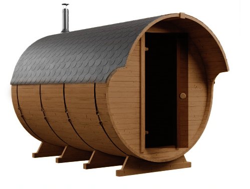 Steam & Oak Gas Barrel Sauna 3m Canopy + Anteroom (Electric or Wood-Fired)