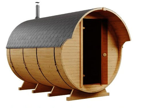 Steam & Oak Gas Barrel Sauna 3m Canopy + Anteroom (Electric or Wood-Fired)