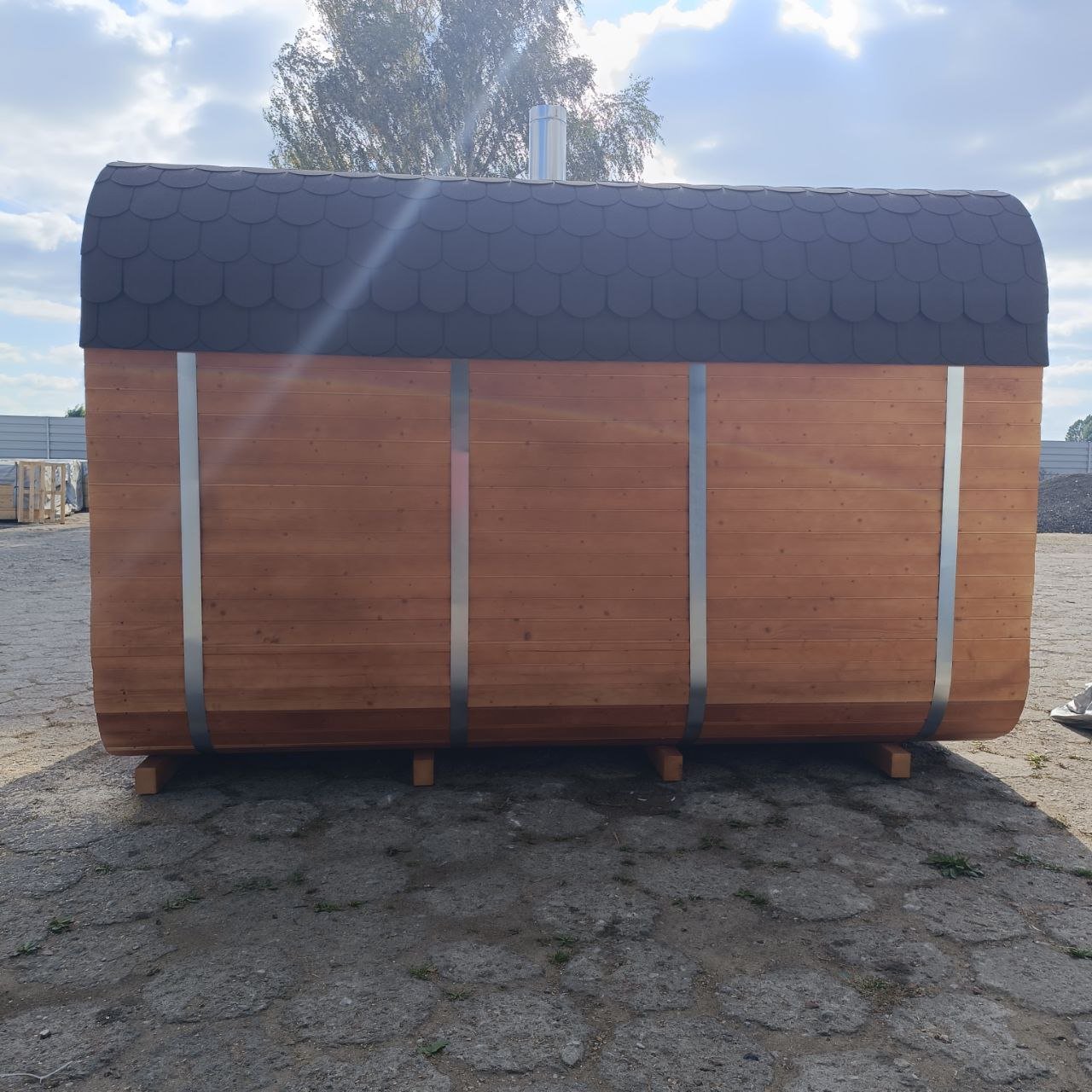 Steam & Oak Gas Cube Sauna 3.4m Premium L-Bench (Electric or Wood-Fired)