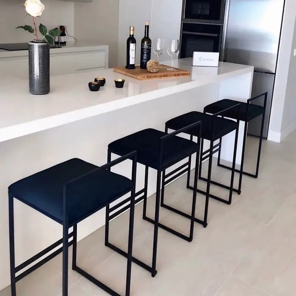 Orion Bar Stool - Navy / Leather / 55cm - Bar Stool