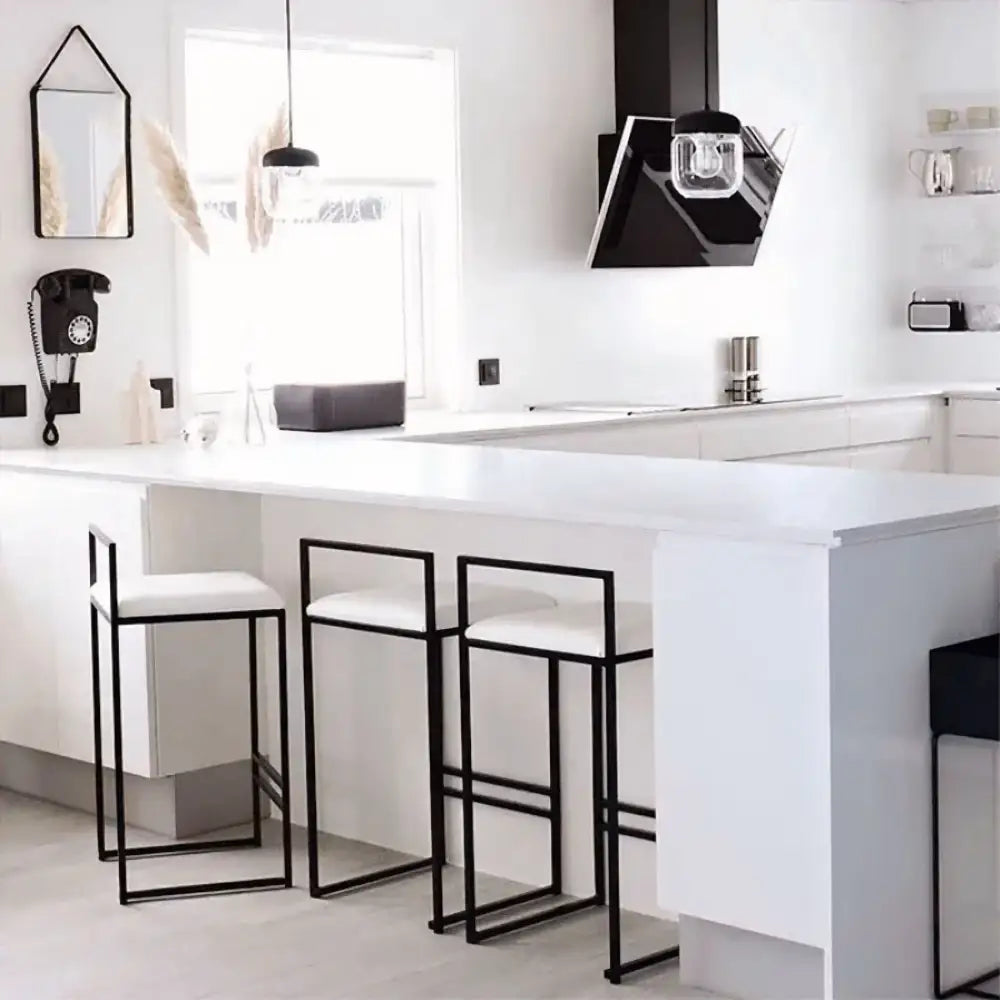 Orion Bar Stool - White / Leather / 55cm - Bar Stool